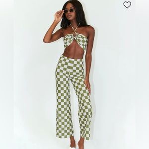 Princess Polly two piece checkered green set